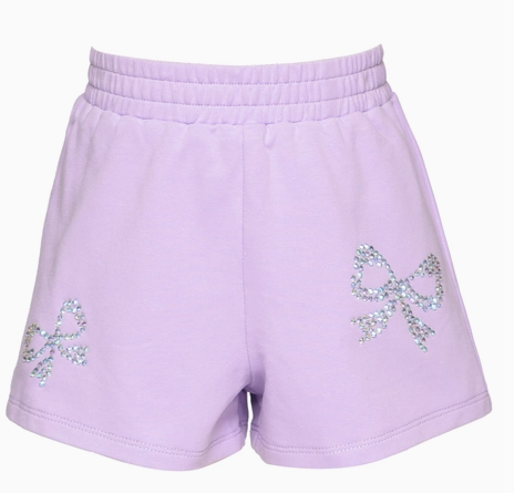 Lilac Rhinestone Bow 2pc