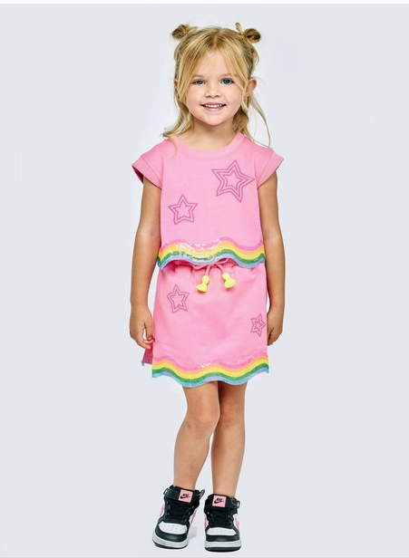 Stars & Colorful Sequin Trim Skirt Set