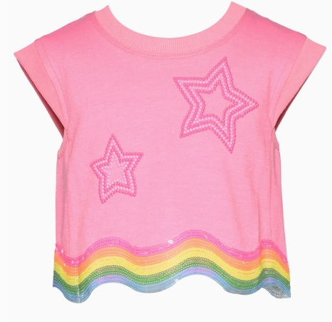 Stars & Colorful Sequin Trim Skirt Set